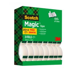 Confezione convenienza 20 + 4 in omaggio Nastro adesivo Scotch Magic 19 mm x 33 m trasparente