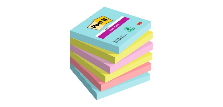 Post-it Miami Super Sticky Notes 76 x 76 mm Assorted Colours Square 6 Pads of 90 Sheets