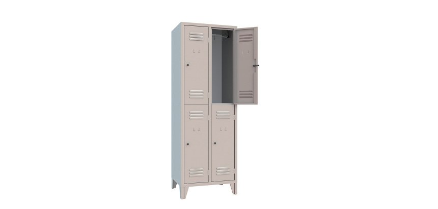 Armadio spogliatoio 4 Scompartimenti ante grigio 615 x 500 x 1.800 mm