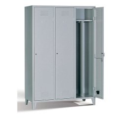 Armadio spogliatoio 3 posti con divisorio sporco pulito e ripiano superiore ante grigio 1200 x 500 x 1.800 mm