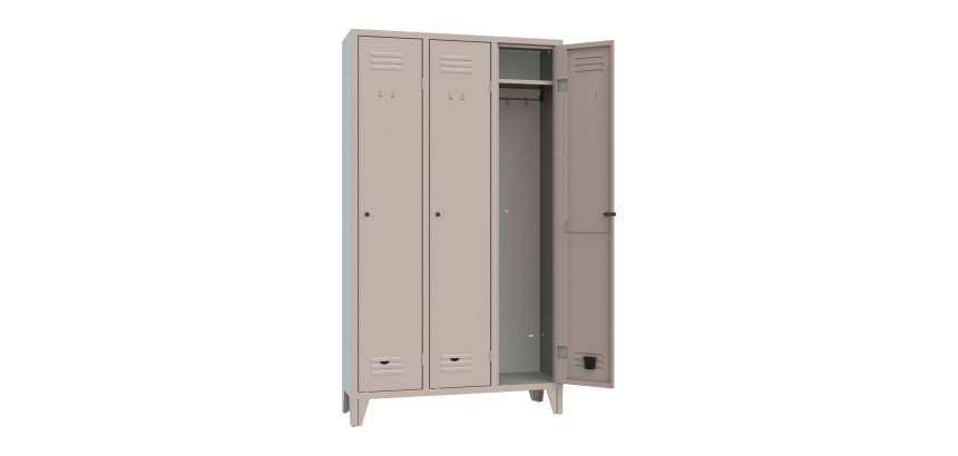Armadio spogliatoio Metallico 3 Scompartimenti ante grigio 1.020 x 330 x 1.800 mm