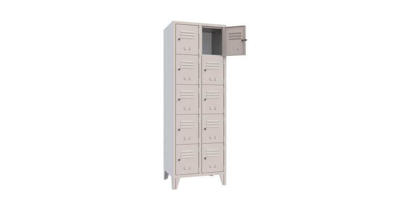 Armadio spogliatoio 10 Scompartimenti ante grigio 61,5 x 50 x 180 cm