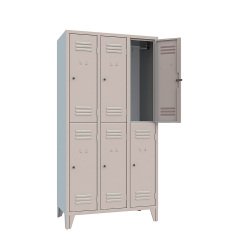 Armadio spogliatoio 6 Scompartimenti ante grigio 907 x 500 x 1.800 mm