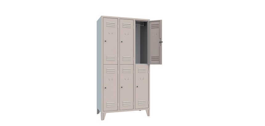 Armadio spogliatoio 6 Scompartimenti ante grigio 907 x 500 x 1.800 mm