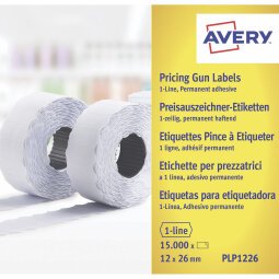 AVERY Etichette adesive per prezzatrici a 1 linea, adesivo permanente, 26x12mm, 1500 etichette per rotolo, 10 rotoli per confezione