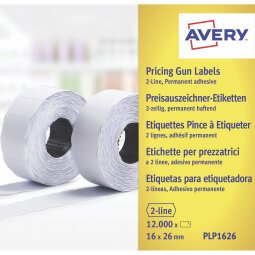 AVERY Etichette adesive per prezzatrici a 2 linea, adesivo permanente, 26x16mm, 1200 etichette per rotolo, 10 rotoli per confezione