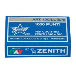 Punti metallici Zenith 130LL passo 6/4 mm Argento 10 fogli 10000 fermagli