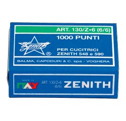 Punti metallici Zenith 130Z passo 6/6 mm Argento 30 fogli 10000 fermagli