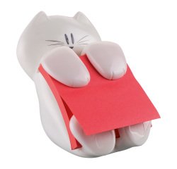 Dispenser Post-it Gatto Bianco + Post-it Super Sticky Rosso rubino 76 x 76 mm