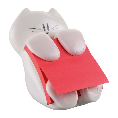 Dispenser Post-it Gatto Bianco + Post-it Super Sticky Rosso rubino 76 x 76 mm