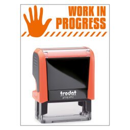 Timbro Trodat Printy 4912 "Work in progress" arancione