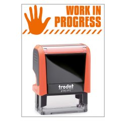 Timbro Trodat Printy 4912 "Work in progress" arancione