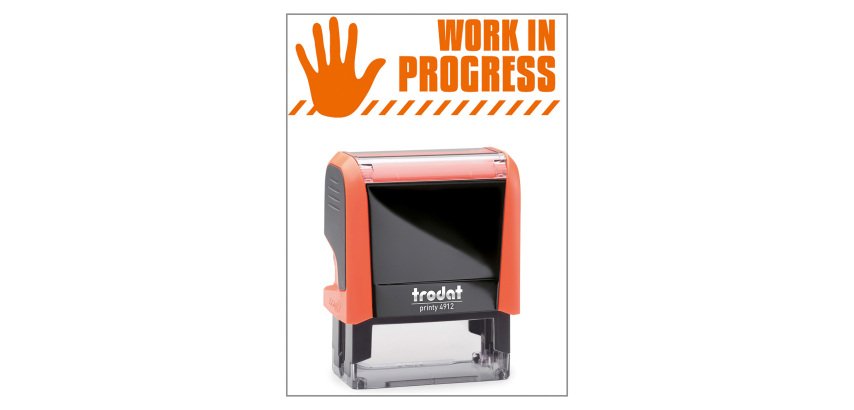 Timbro Trodat Printy 4912 "Work in progress" arancione