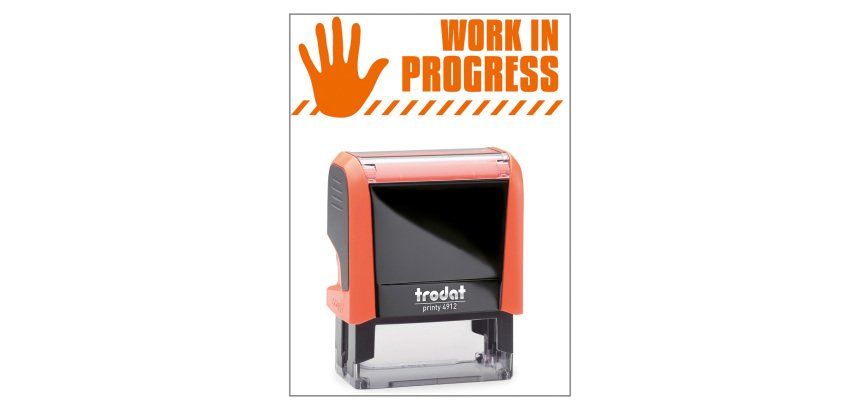Timbro Trodat Printy 4912 "Work in progress" arancione