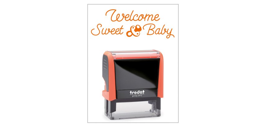 Timbro Trodat Printy 4912 "Welcome sweet baby" arancione