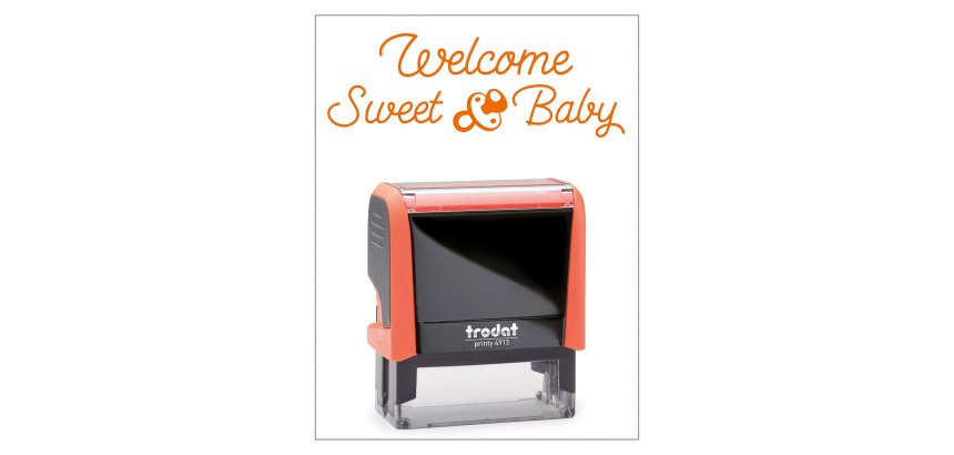 Timbro Trodat Printy 4912 "Welcome sweet baby" arancione