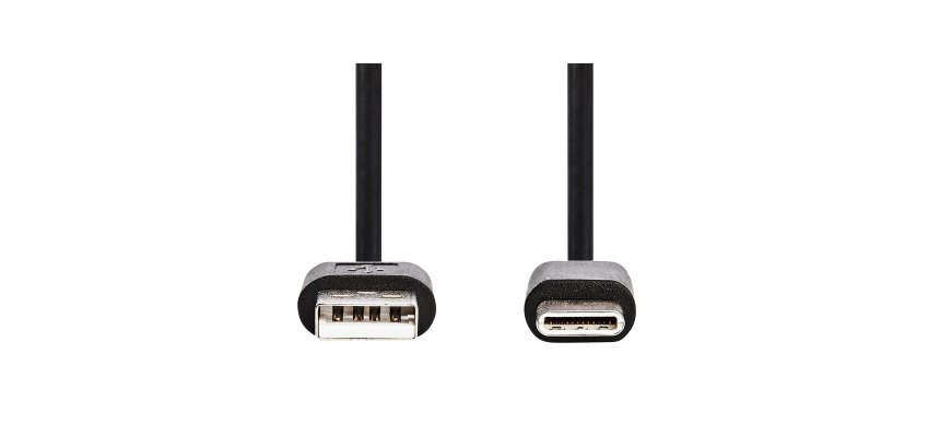Cavo USB A maschio a USB Type-C maschio Nedis CCGT60600BK10 Placcato nickel 1.00 m Tondo PVC Nero