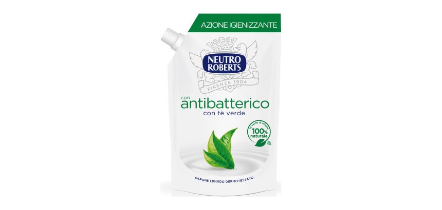 Ricarica sapone liquido Neutro Roberts Antibatterico con Tè Verde 400 da ml