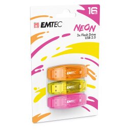 Confezione 3 chiavette USB 2.0 EMTEC 16GB ECMMD16GC410P3NEO giallo, arancione, rosa neon