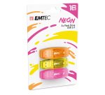 Confezione 3 chiavette USB 2.0 EMTEC 16GB ECMMD16GC410P3NEO giallo, arancione, rosa neon