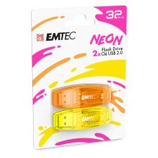 Confezione 2 chiavette USB 2.0 EMTEC 32GB ECMMD32GC410P2NEO giallo, arancione neon