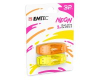 Confezione 2 chiavette USB 2.0 EMTEC 32GB ECMMD32GC410P2NEO giallo, arancione neon