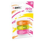 Confezione 3 chiavette USB 2.0 EMTEC 8GB ECMMD8GC410P3NEO giallo, arancione, rosa neon