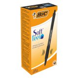 BIC Soft Feel Retractable Ballpoint Pen Grip Medium 0.4 mm Black Pack of 12