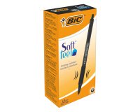 BIC Soft Feel Retractable Ballpoint Pen Grip Medium 0.4 mm Black Pack of 12