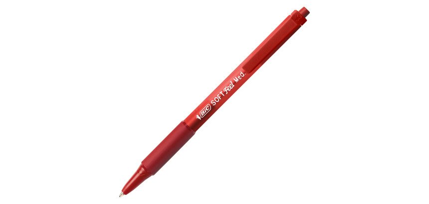 BIC Soft Feel Retractable Ballpoint Pen Grip Medium 0.4 mm Black Pack of 12