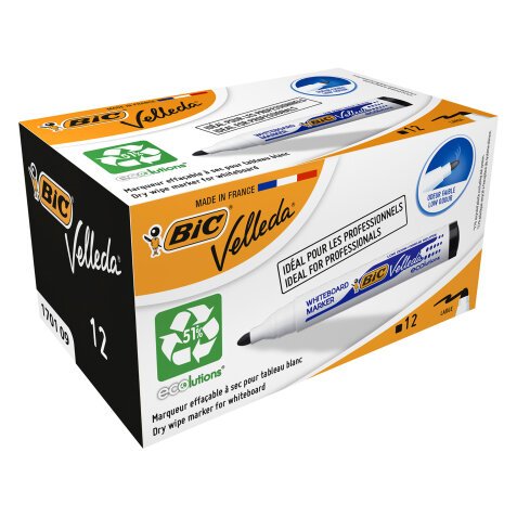 BIC Velleda Whiteboard Marker Broad Bullet Black 1.5 mm Pack of 12