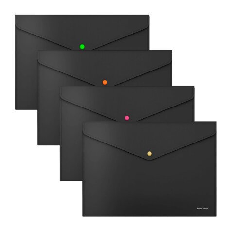 Busta portadocumenti nera con bottone a colori ErichKrause Matt Black 12 unità