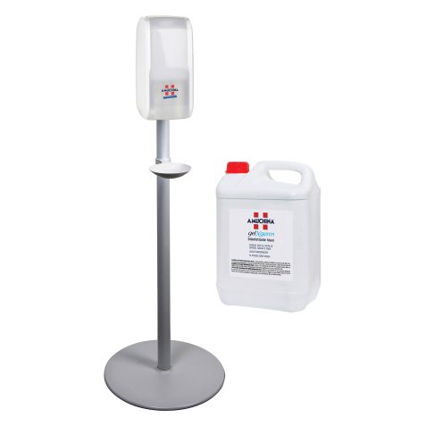 Piantana porta dispenser con dispenser automatico e tanica disinfettante mani AMUCHINA X-Germ