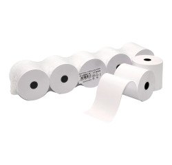 Carta in rotolo pura cellulosa per calcolatrici pura 60 g/m² L 57 mm  Ø est. 65 mm Ø int. 12 mm Lungheza 40 m bianco 5 rotoli