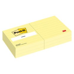 Blocchetto Post-it 76 x 76 mm  Giallo a righe 630, 6 unità da 100 fogli