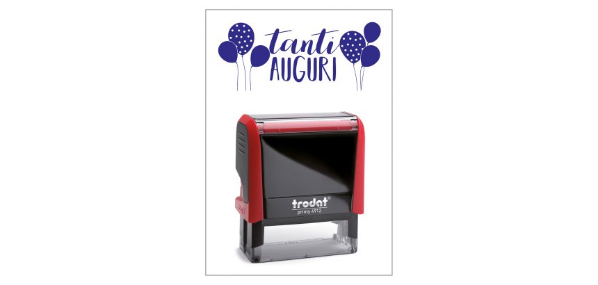 Timbro Trodat Printy 4912 "Tanti Auguri" rosso