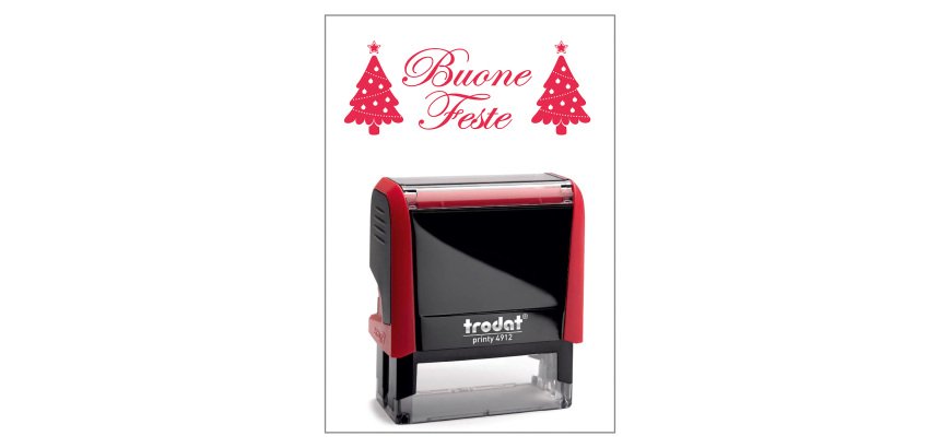 Timbro Trodat Printy 4912 "Buone feste" rosso