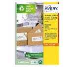 Etichette Avery bianche in carta riciclata al 100%, 199,6x143,5mm, 2 etichette per foglio, adesivo permanente, laser e inkjet, 100 fogli