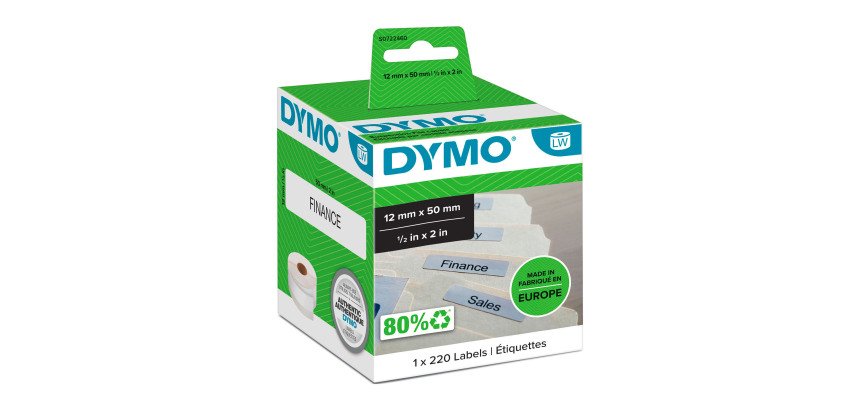 Dymo LW S0722460 / 99017 Authentic Suspension Labels White 12 x 50 mm 220 Labels