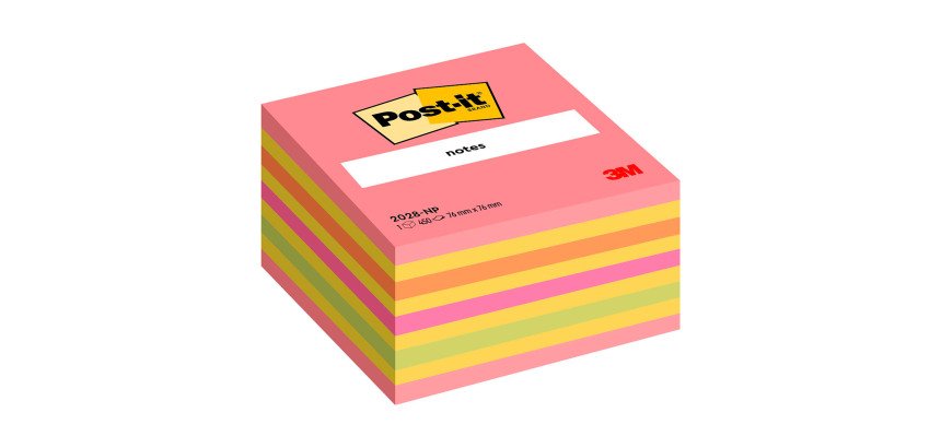 Post-it Sticky Notes Cube 76 x 76 mm Pink and Yellow Mix 450 sheets