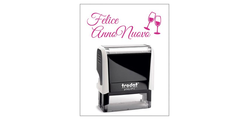 Timbro Trodat Printy 4912 "Felice Anno Nuovo" bianco