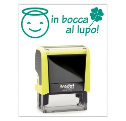 Timbro Trodat Printy 4912 "In bocca al lupo" giallo