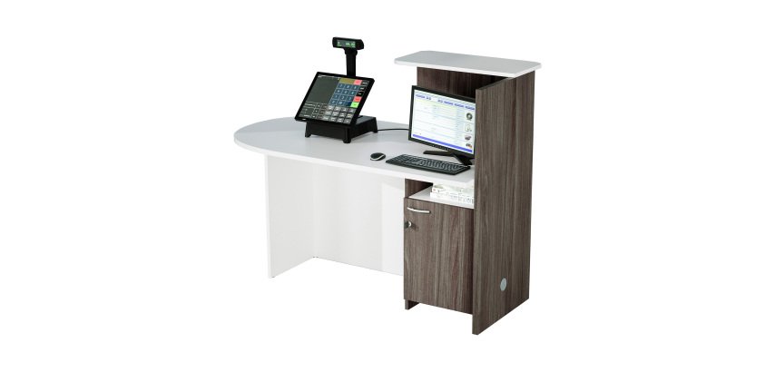 Bancone accoglienza compatto posizionamento a destra o sinistra l 142,5 x 83 x 117 cm