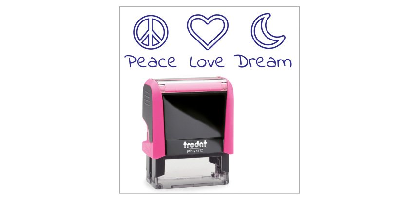 Timbro Trodat Printy 4912 "Peace love dream" fucsia