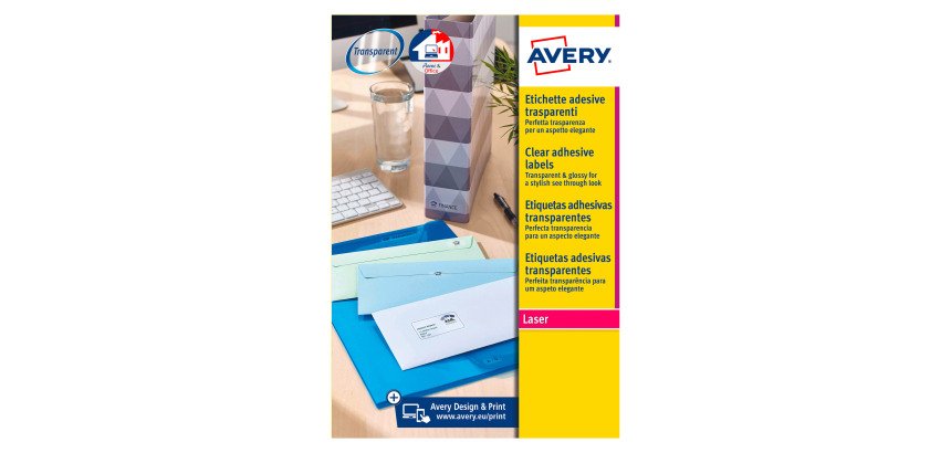 Etichette adesive Avery lucide L7781 trasparente 25 fogli da 40 etichette