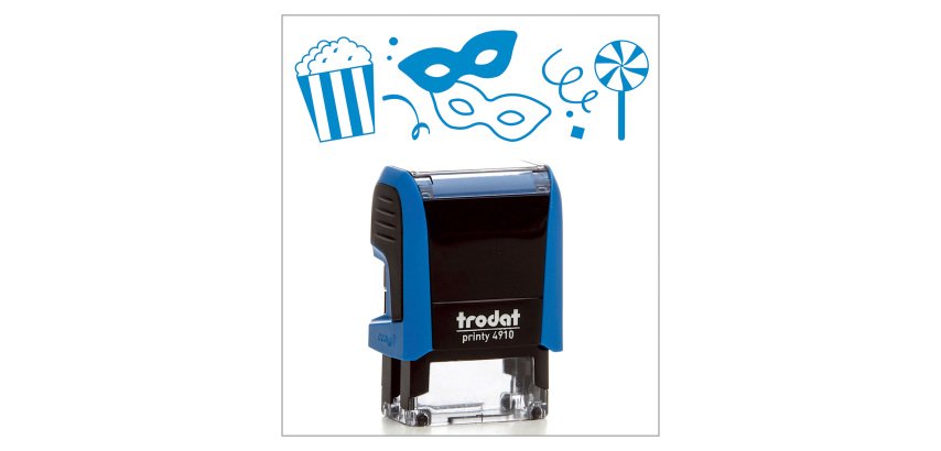 Timbro Trodat Printy 4910 "Simboli carnevale" blu