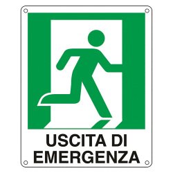 Cartelli Segnalatori Uscita di emergenza a destra 31 x 25 cm