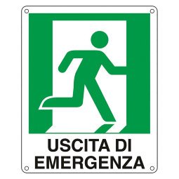 Cartelli Segnalatori Uscita di emergenza a destra 31 x 25 cm