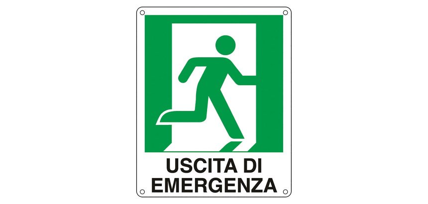 Cartelli Segnalatori Uscita di emergenza a destra 31 x 25 cm