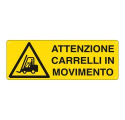 Cartelli Segnalatori Attenzione carrelli in movimento 35 x 12,5 cm